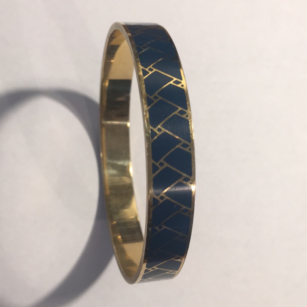J. Crew blue and gold enamel bangle bracelet